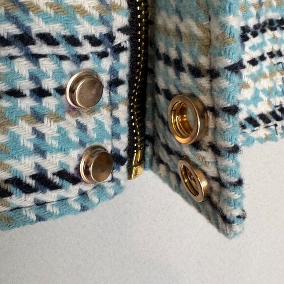 Bogey Boys Blue Black Ivory Sage Green Hounds Tooth Weekend Golf Jacket Size L - Picture 6 of 16